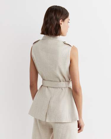 Lena Linen Safari Vest in STRING
