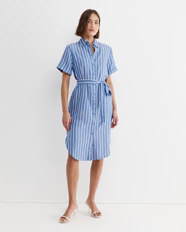 Hera Stripe Shirt Dress in BLUE/WHITE