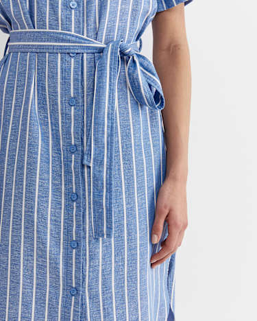Hera Stripe Shirt Dress in BLUE/WHITE