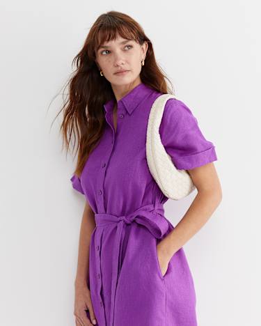 Lulu Linen Midi Dress in HYDRANGEA
