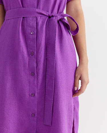 Lulu Linen Midi Dress in HYDRANGEA