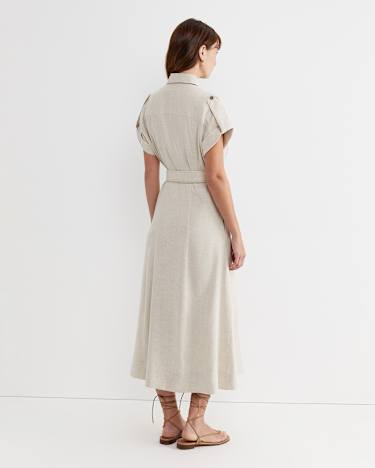 Lena Linen Safari Dress in STRING