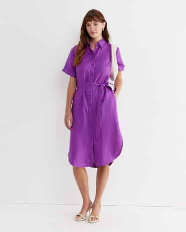 Lulu Linen Midi Dress in HYDRANGEA