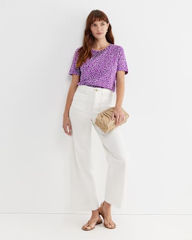 Dashy Mercerised Tee in PURPLE/WHITE