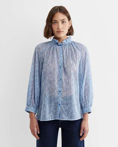 Jacqueline Long Sleeve Liberty Blouse in BLUE MULTI