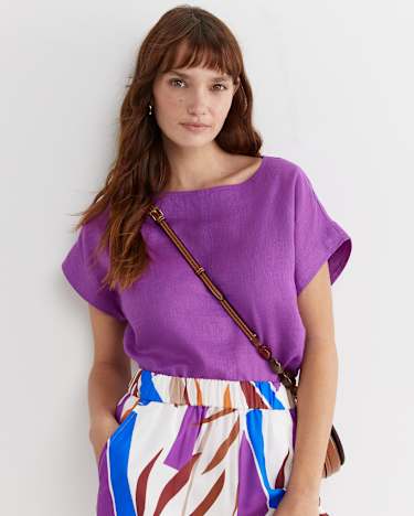 Allegra Linen Top in HYDRANGEA