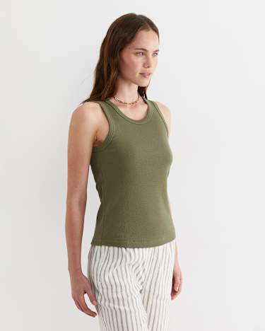 Julia Rib Tank in KHAKI