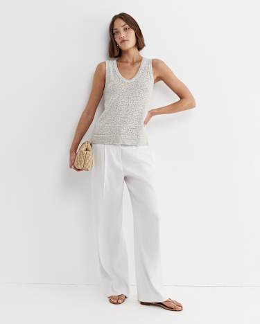 Josie Tape Yarn Singlet in STRING