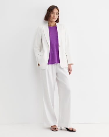 Tonia Crew Neck Linen Tee in HYDRANGEA