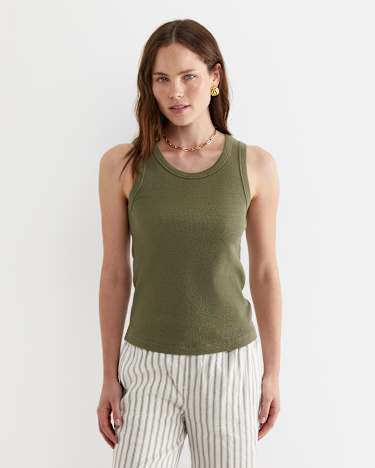 Julia Rib Tank in KHAKI