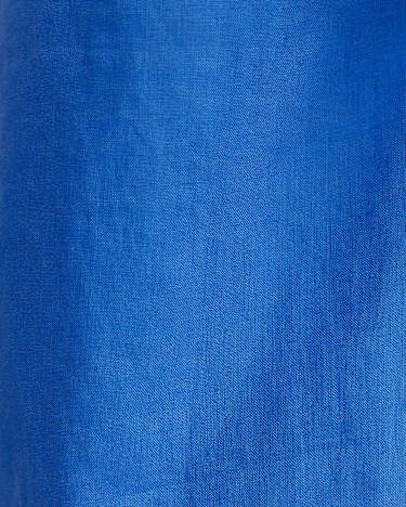 Dahlia Long Sleeve Linen Shirt in CERULEAN
