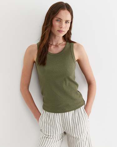 Julia Rib Tank in KHAKI