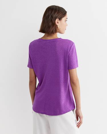 Tonia Crew Neck Linen Tee in HYDRANGEA