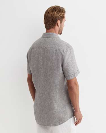 Short Sleeve Linen Shirt in GREY