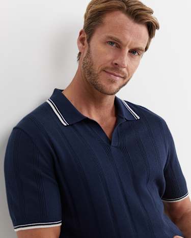 Braddon Knit Polo in NAVY