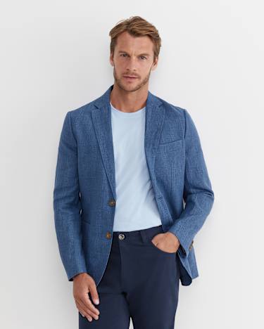 Farrer Linen Sports Jacket in MID BLUE