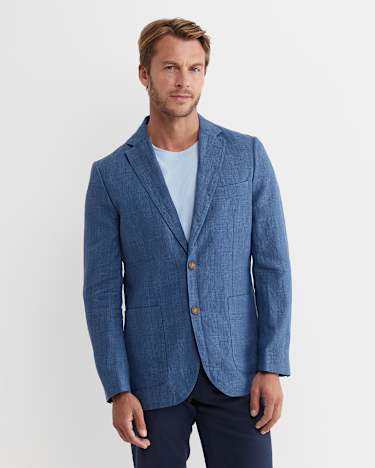 Farrer Linen Sports Jacket in MID BLUE