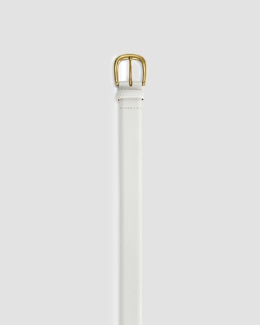 Lara Buckle Leather Belt in IVORY