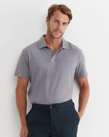 Osborne Linen Blend Polo in GREY
