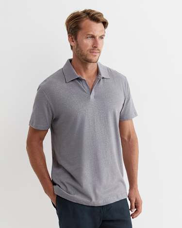 Osborne Linen Blend Polo in GREY