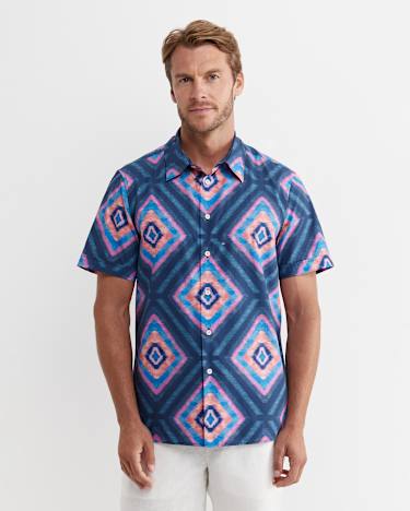 Alf Short Sleeve Liberty Shirt in NAVY MULTI