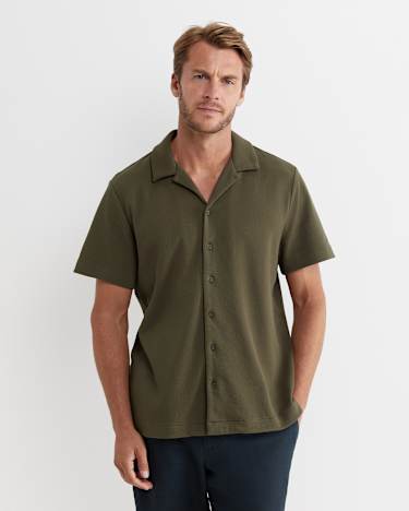 Nason Short Sleeve Pique Shirt in KHAKI
