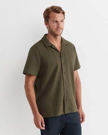 Nason Short Sleeve Pique Shirt in KHAKI
