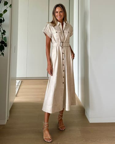 Lena Linen Safari Dress in STRING