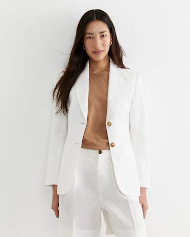 Freya Linen Blazer in WHITE