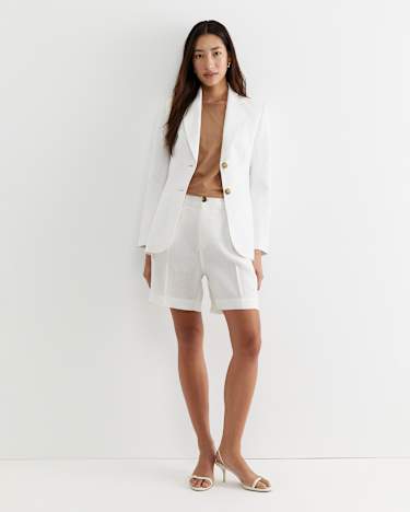 Freya Linen Blazer in WHITE