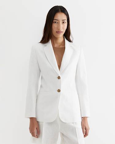 Freya Linen Blazer in WHITE