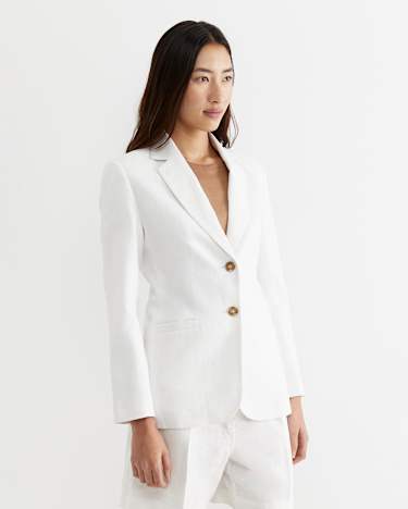 Freya Linen Blazer in WHITE