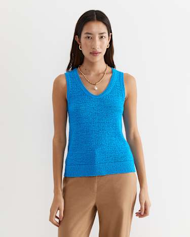 Josie Tape Yarn Singlet in COVE BLUE