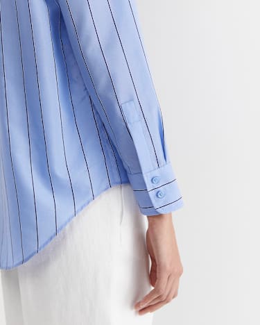 Nora Stripe Long Sleeve Shirt in BLUE MULTI