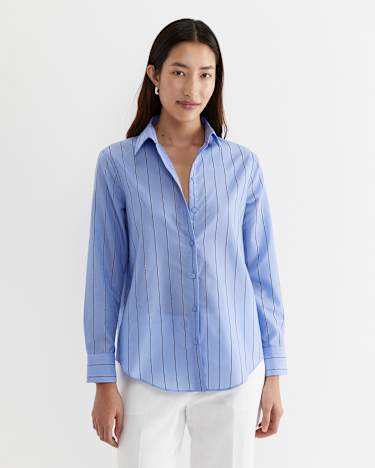 Nora Stripe Long Sleeve Shirt in BLUE MULTI