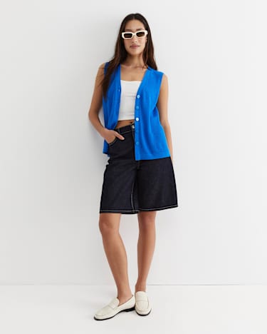 Becky Cotton Vest in PEACOCK