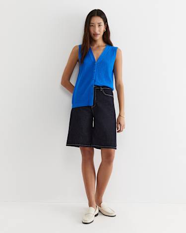 Becky Cotton Vest in PEACOCK