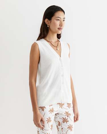 Becky Cotton Vest in WHITE