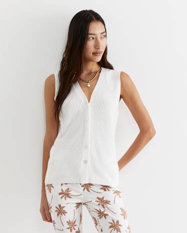 Becky Cotton Vest in WHITE
