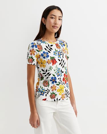 Edenham Short Sleeve Liberty Tee in WHITE/MULTI