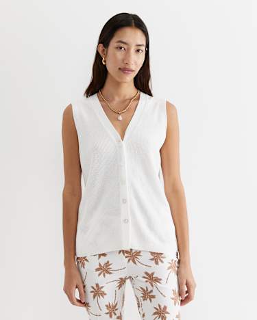 Becky Cotton Vest in WHITE