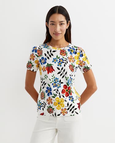 Edenham Short Sleeve Liberty Tee in WHITE/MULTI