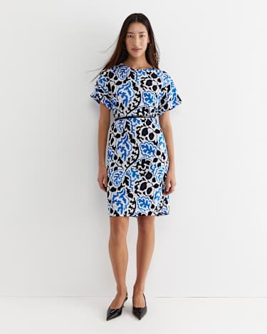 Nur Linen Dress in BLUE MULTI