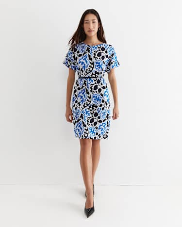 Nur Linen Dress in BLUE MULTI