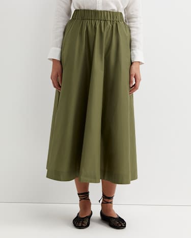 Elina Cotton Maxi Skirt in KHAKI