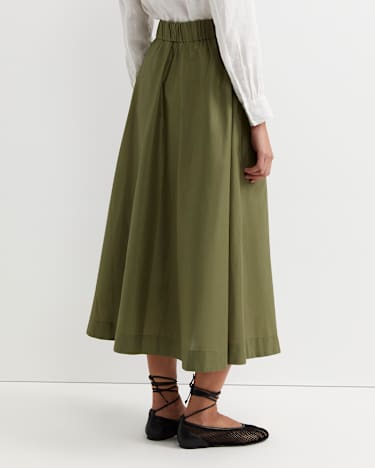 Elina Cotton Maxi Skirt in KHAKI