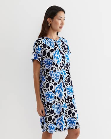 Nur Linen Dress in BLUE MULTI