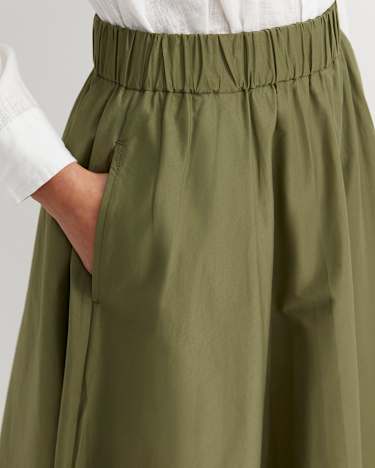 Elina Cotton Maxi Skirt in KHAKI