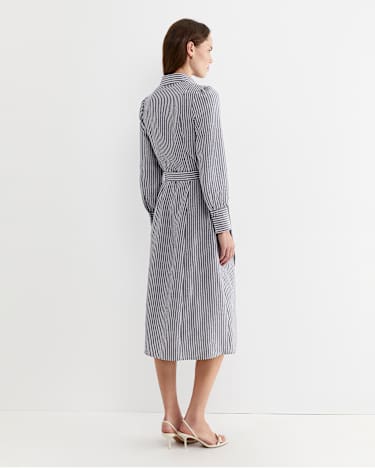 Amelia Stripe Midi Dress in NAVY/WHITE