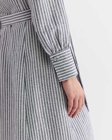 Amelia Stripe Midi Dress in NAVY/WHITE